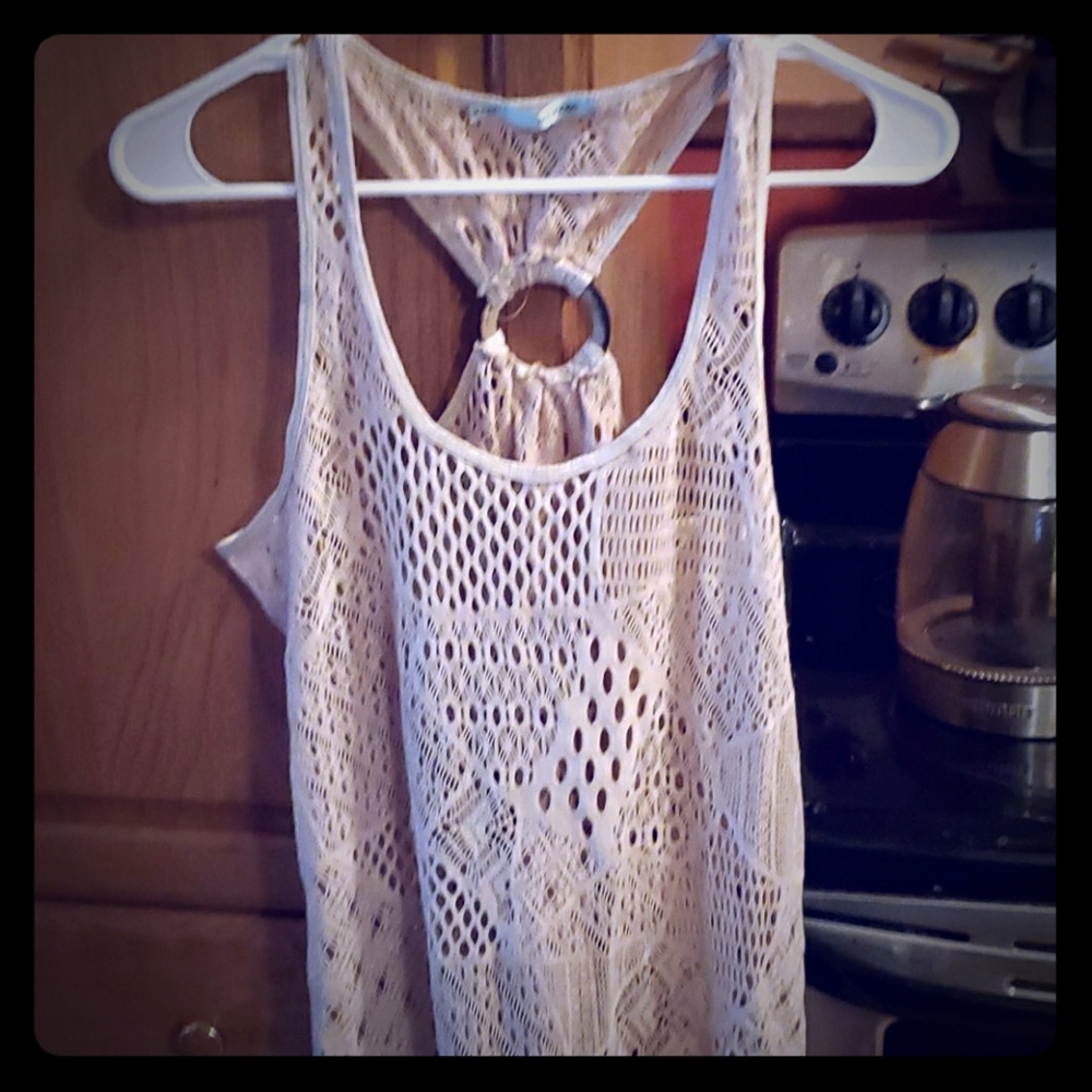 Crocheted cream tank top